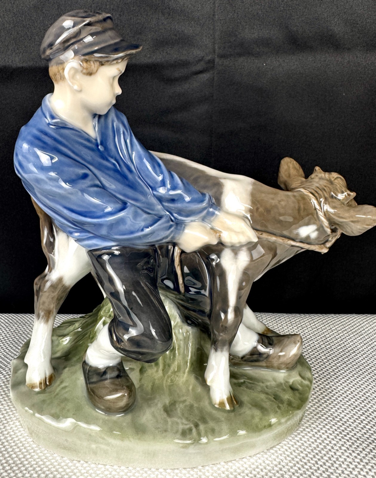 VTG Royal Copenhagen Boy w/Calf Figurine #772 Christian Thomsen Denmark-Rare Tag