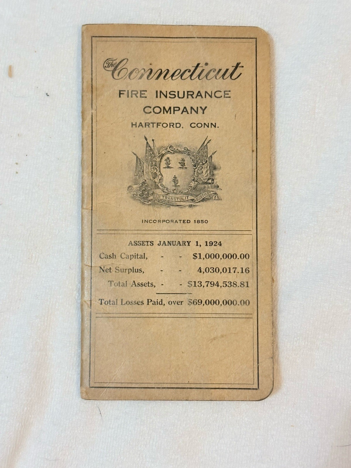 Vintage 1911 Pocket Memo Book Old Connecticut Fire Insurance, New Germany Minn