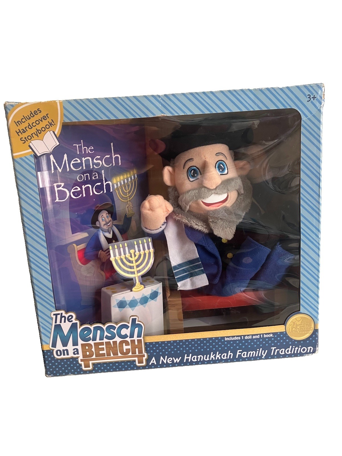 The Mensch on a Bench Hanukkah Doll and Hardcover Book NIB 2023