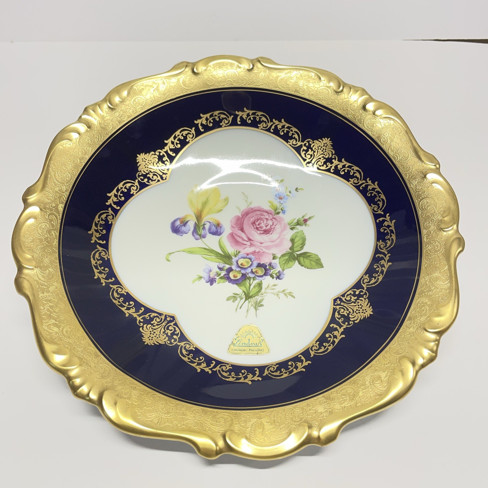 422 Echt Cobalt ätzgold Lindner Kueps Bavaria Porcelain Bowl Grubaus