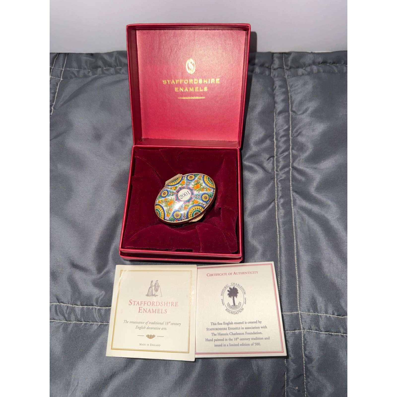 Staffordshire Enamels Historic Charleston 2001 Trinket Box Limited Edition 500 Staffordshire Enamels Historic Charleston 2001 Trinket Box Limited Edition 500
