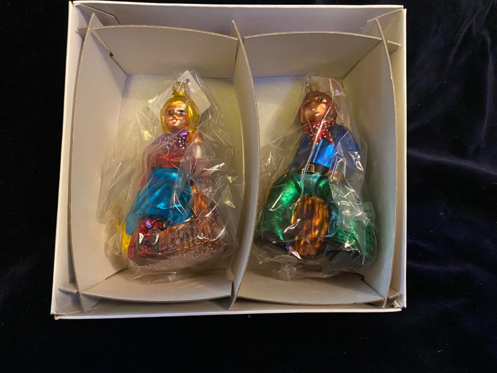 Christopher Radko 1997 Ornament set ~BILLIE JOE N\' BESSIE JEAN~ Cowboy & Cowgirl