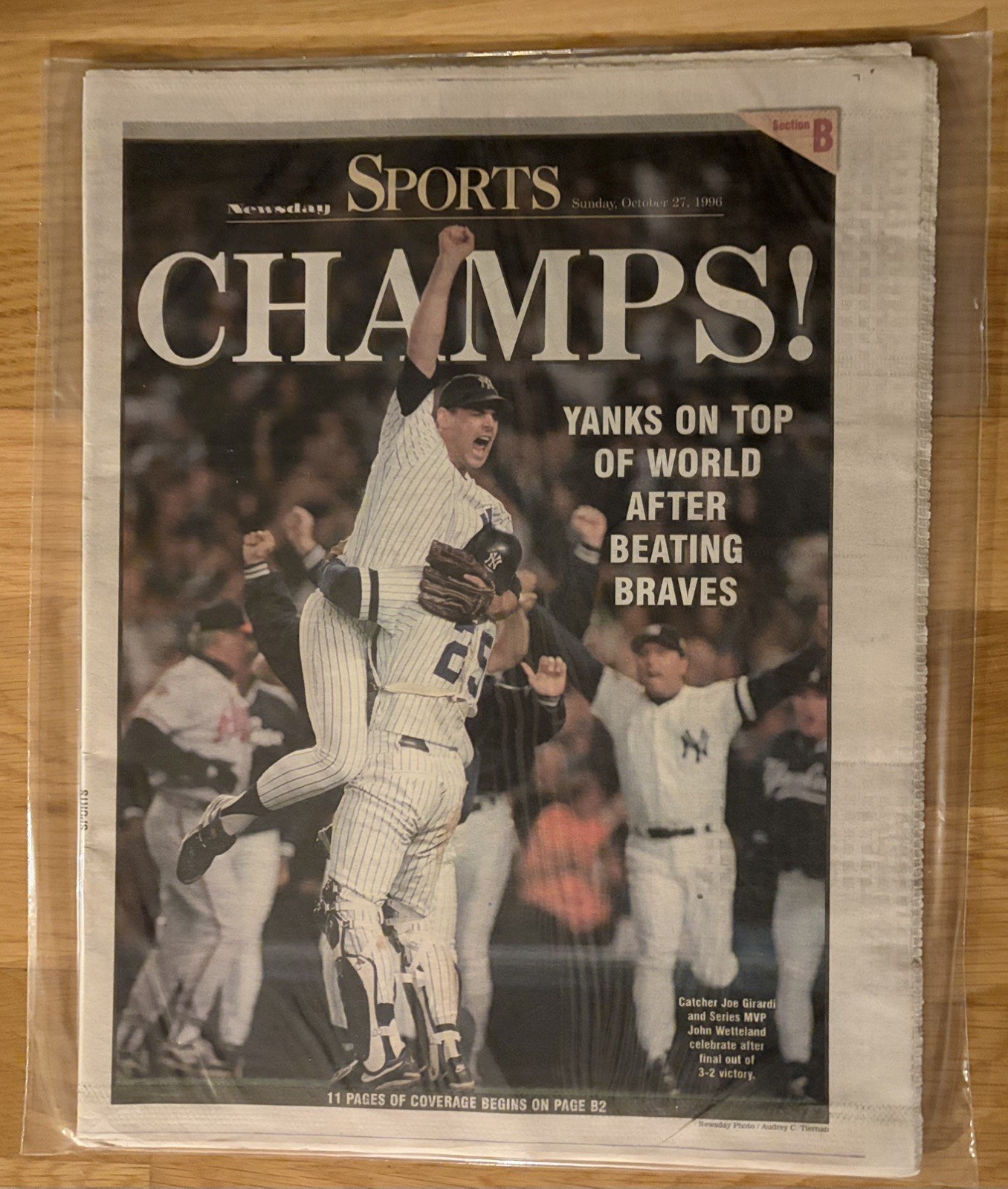 1996 NY YANKEES WORLD SERIES CHAMPIONSHIP - NY Newsday Oct 27 newspaper edition