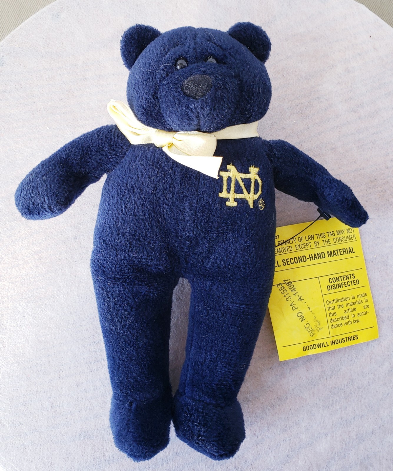 Vintage  Notre Dame College Mascot Stuffed Animal Bear Navy