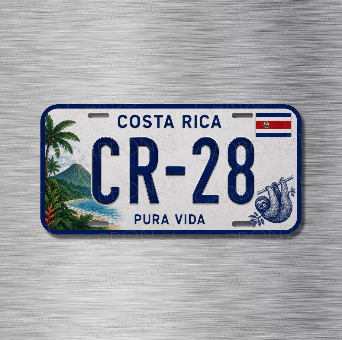 Costa Rica Flag San José Pura Vida Aluminum License Plate CAR SUV Truck