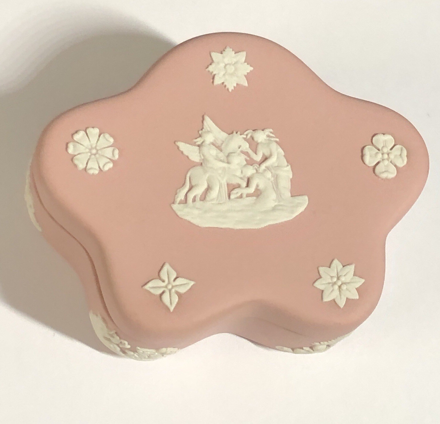Wedgwood Pink Jasperware Box, Rounded Star Shape