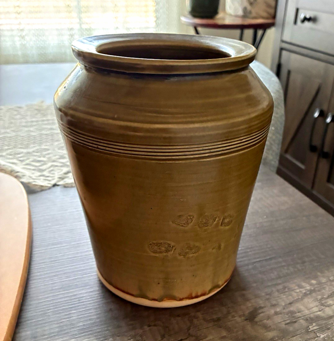 Vintage salt glazed stone Crock Jar Canister