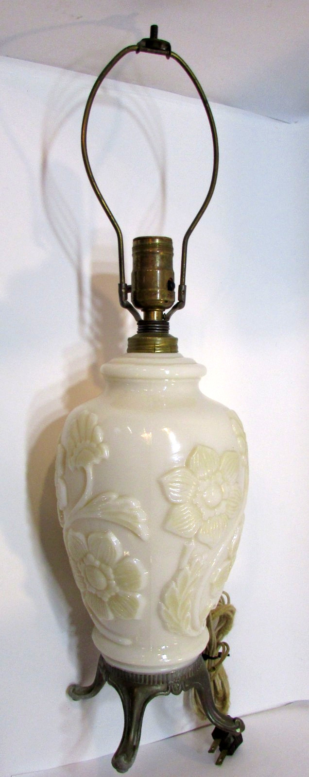 Good Working Vintage 1940\'s Aladdin Alacite Glass Floral 22\ Good Working Vintage 1940\'s Aladdin Alacite Glass Floral 22\