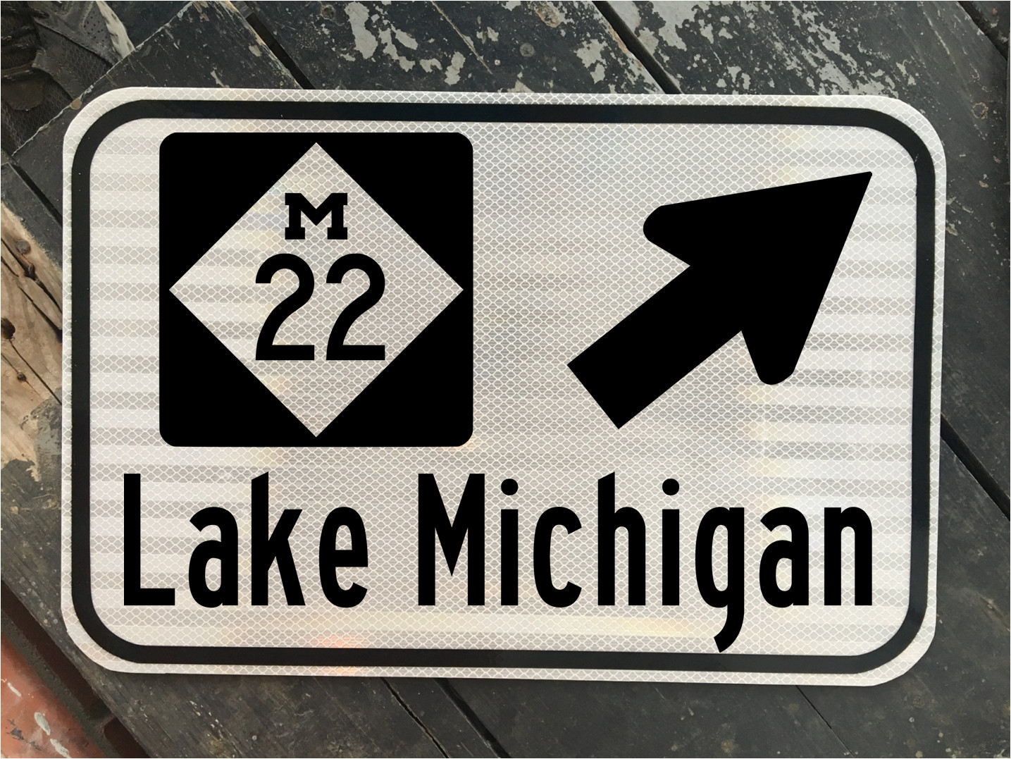 LAKE MICHIGAN Highway 22 road sign 12