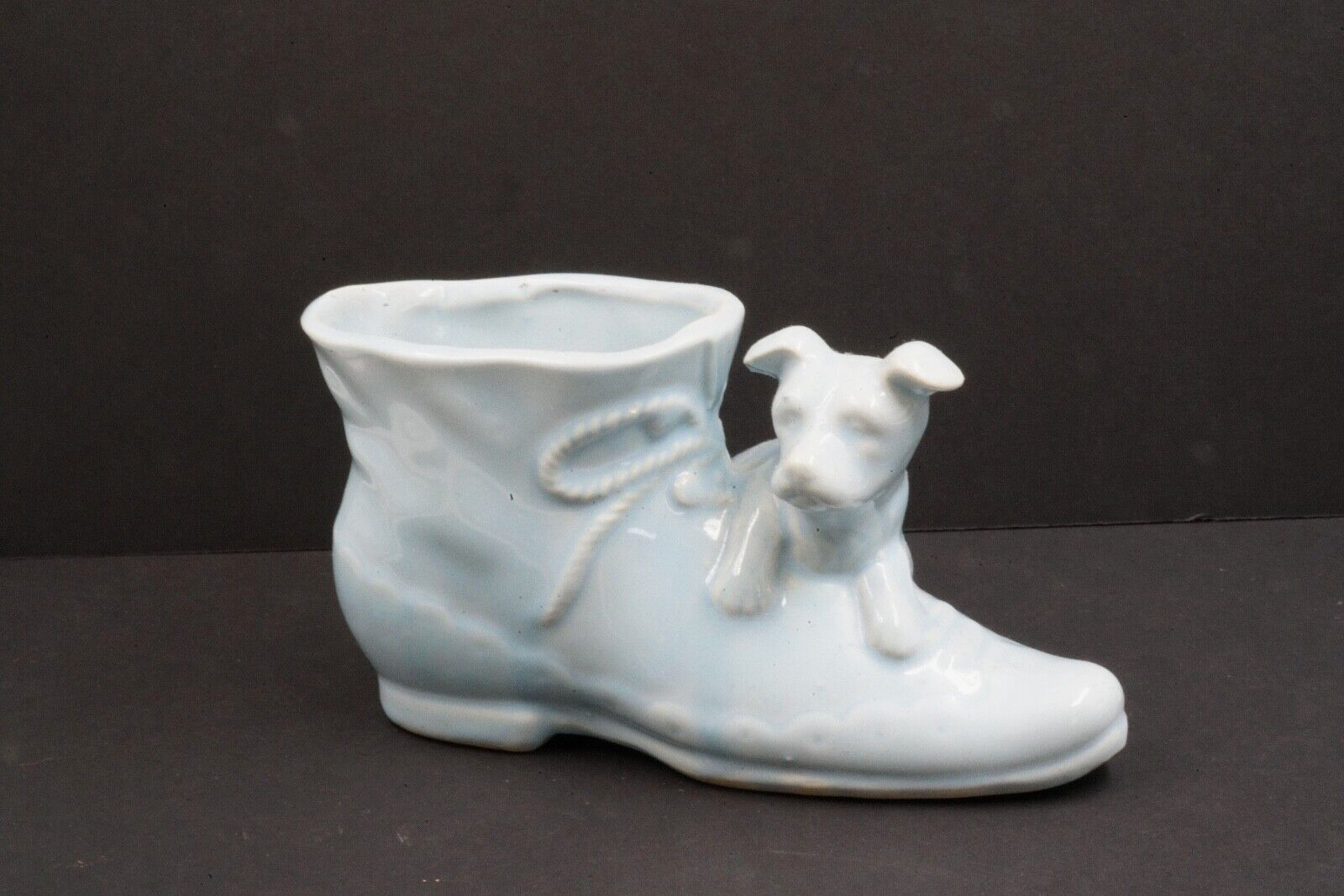 1950\'s SHAWNEE ART POTTERY TERRIER DOG shoe BOOT ceramic PLANTER USA