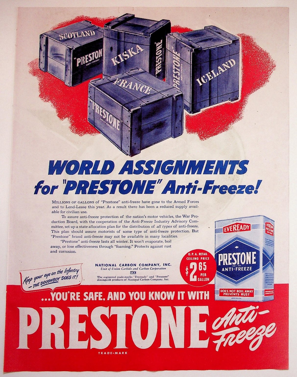 Prestone Anti-Freeze 1940s Vintage Print Advertisement WWII Era