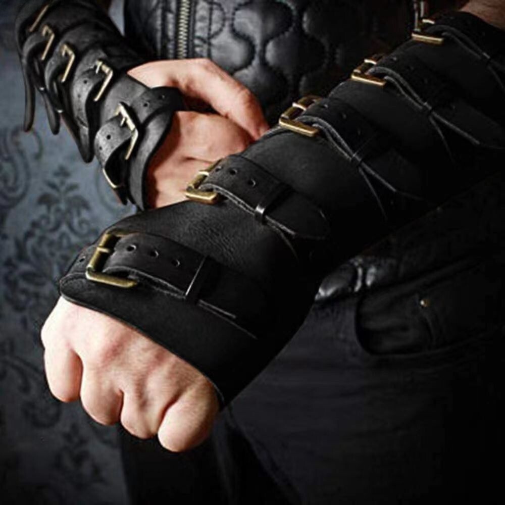 Arm Guard Armor Cuff Leather Bracer Knight Costume Battle Medieval Viking Gloves
