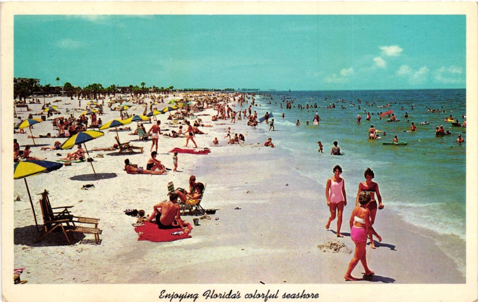 Vintage Florida Seashore Beach Postcard Curt Teich 1954 Chrome FK.59 Vintage Florida Seashore Beach Postcard Curt Teich 1954 Chrome FK.59