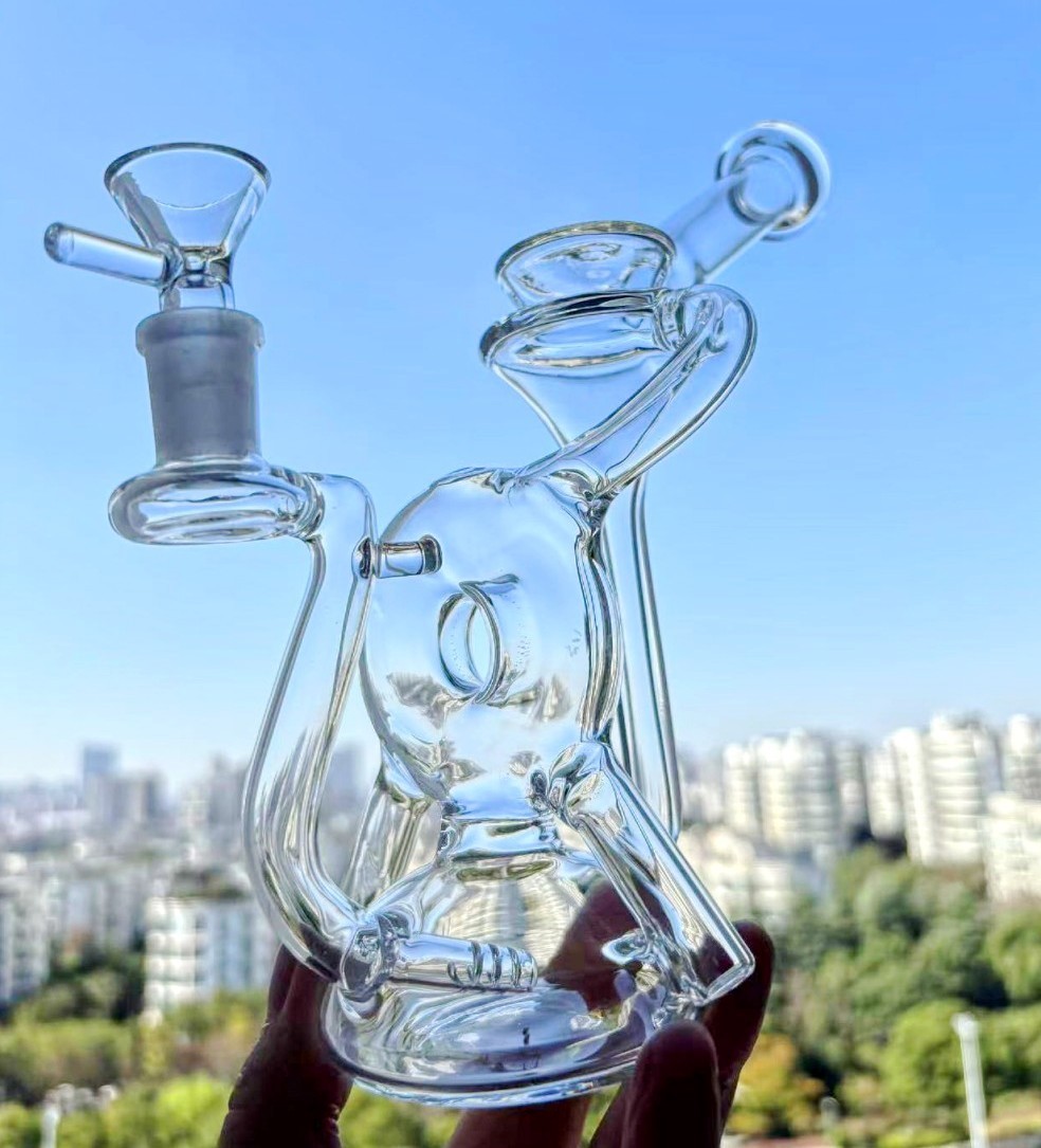 Percolator Vortex Glass Water pipe Smoking Recycler rig bong with 14mm Bowl