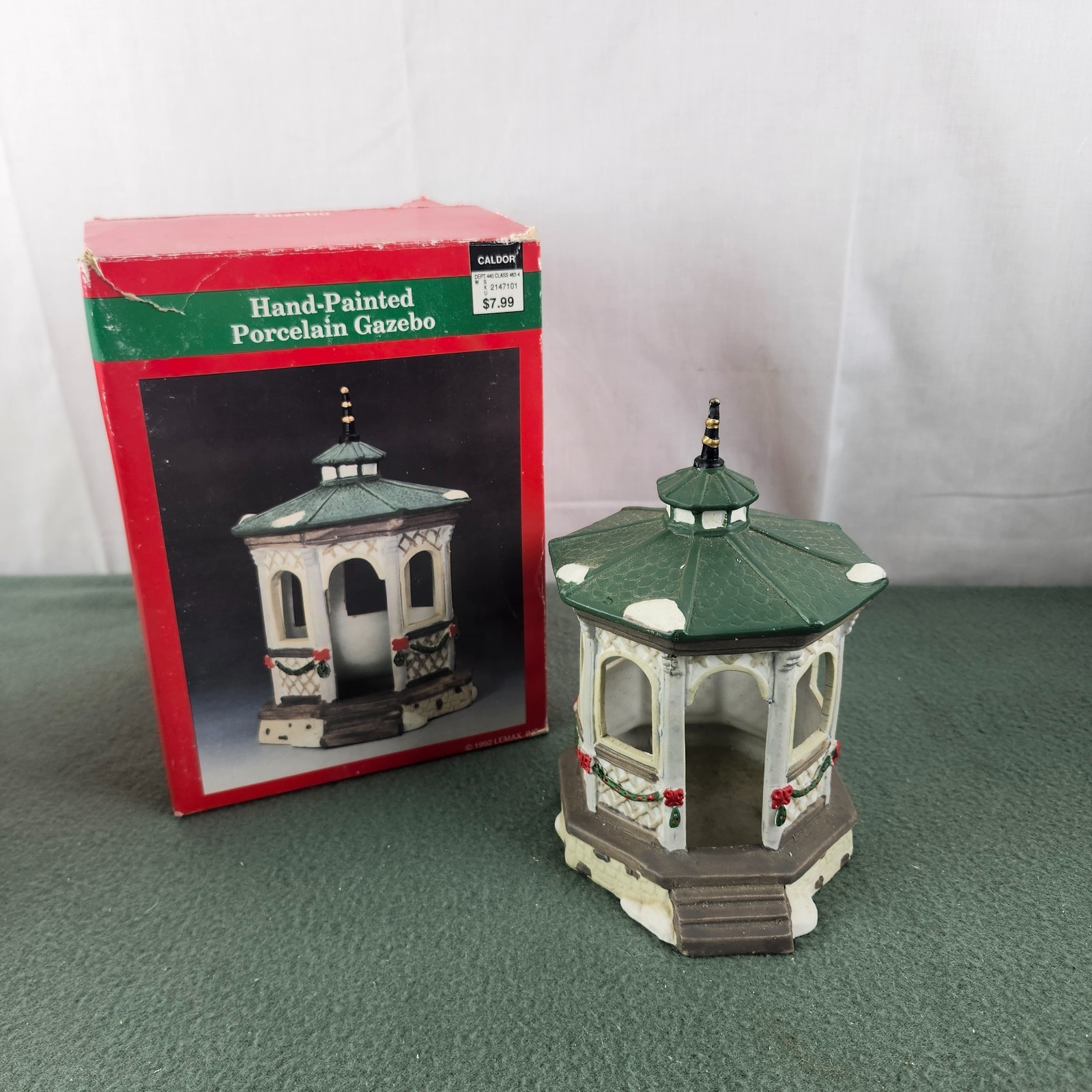 1992 Lemax Village Collection Hand Painted Porcelain Gazebo #13030 w/Box