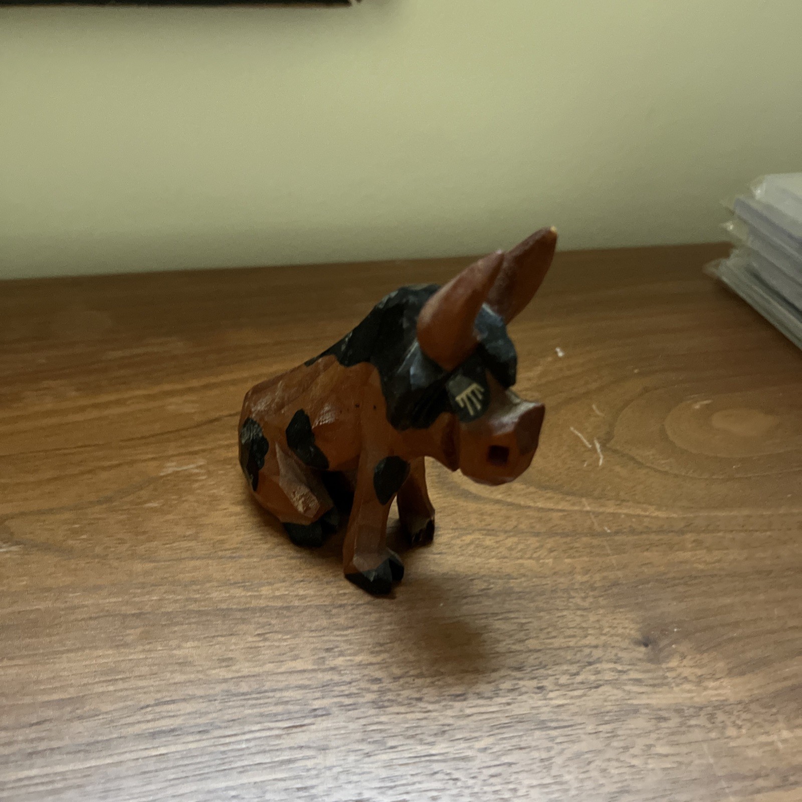 Vintage Carter Hoffman Cow Figurine 4” Hand Carved Original Cute Animal Farm 
