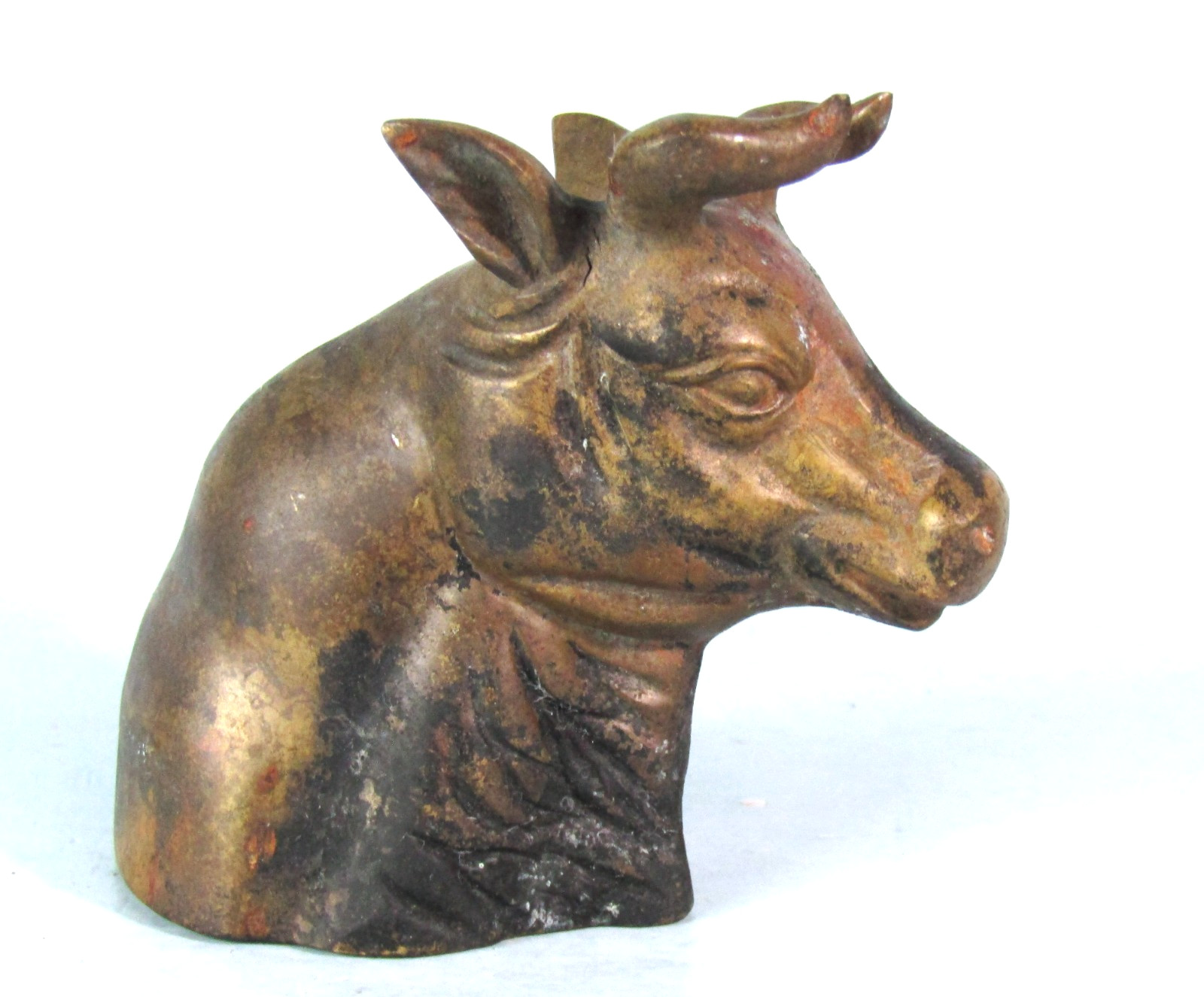 Vintage Metal Bull Head Figural Bottle Opener Barware Desktop Cow Figurine