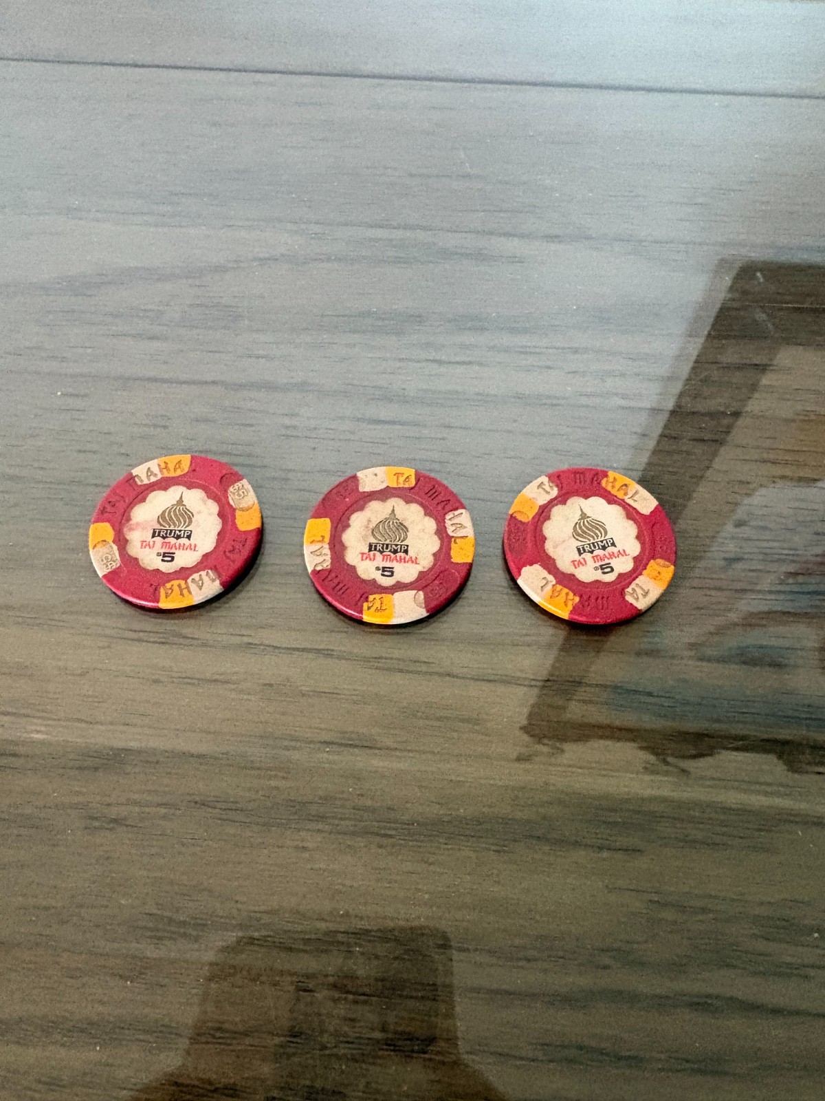 Trump Taj Mahal $5 Casino Chips (3)