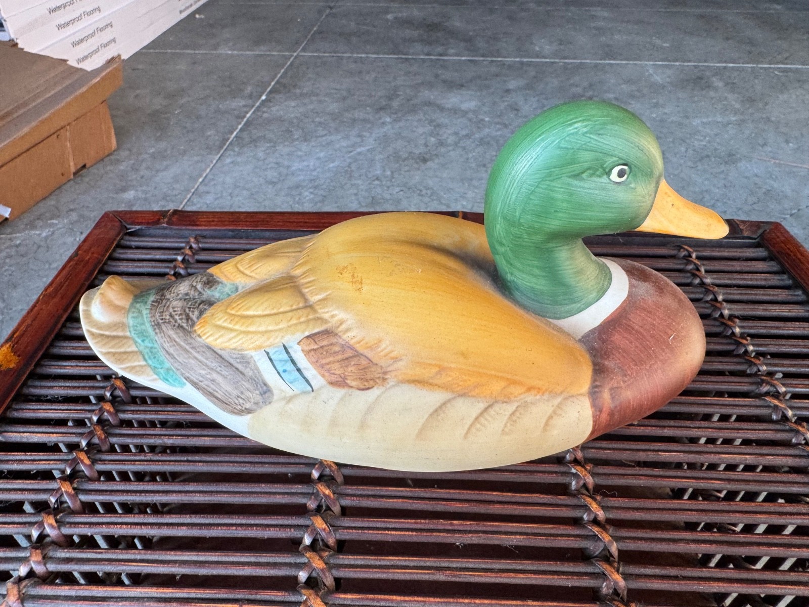 Vintage Hand Painted Porcelain Mallard Duck Decoy Figurine Made in Taiwan