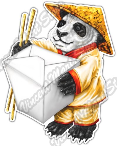 Panda Takeout Chinese Food  Restaurant Car Bumper Vinyl Sticker Decal 4\