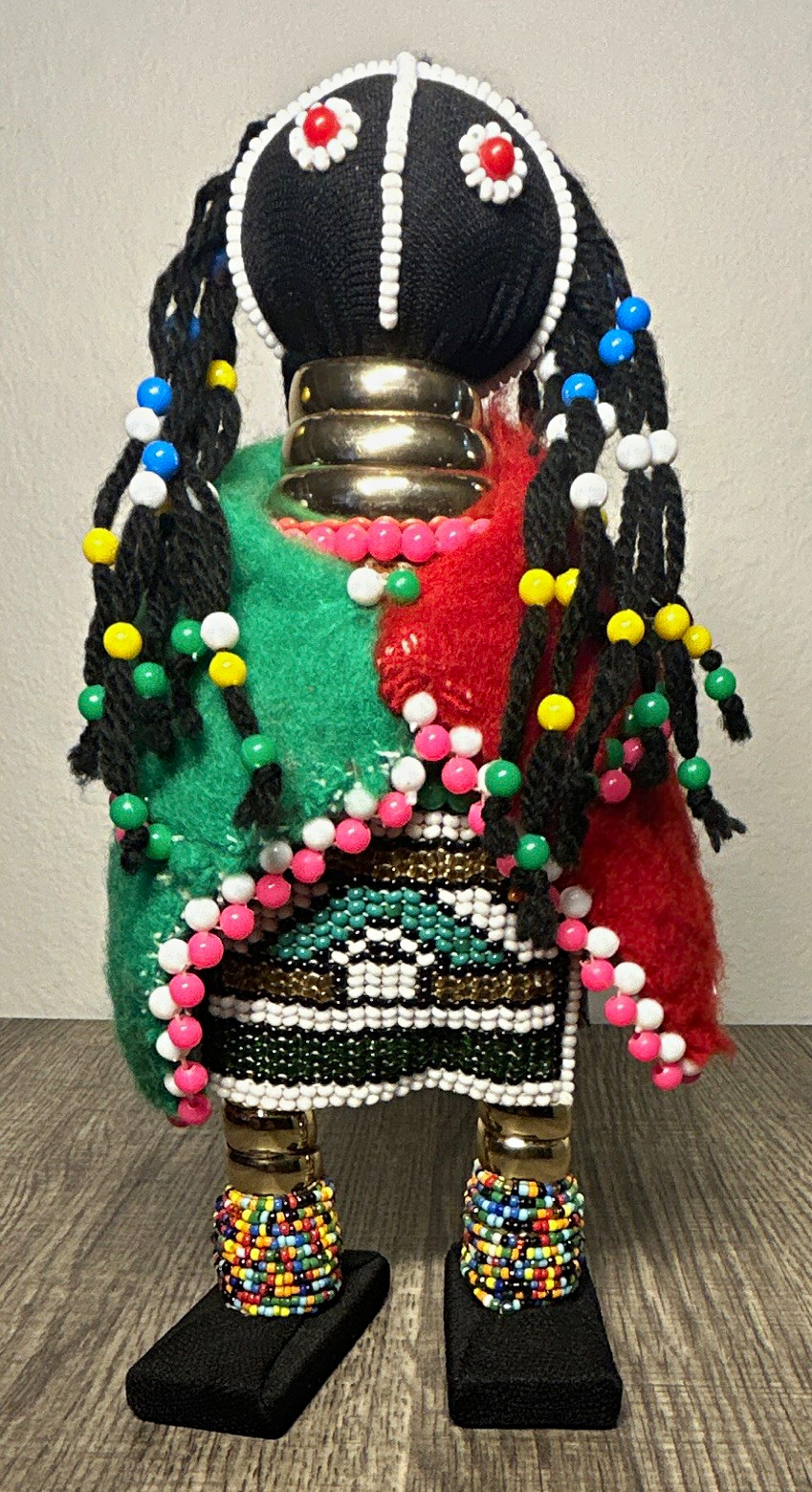 Vintage South African Ndebele Beaded Doll Tribal Folk Art Ceremonial Figurine 9”
