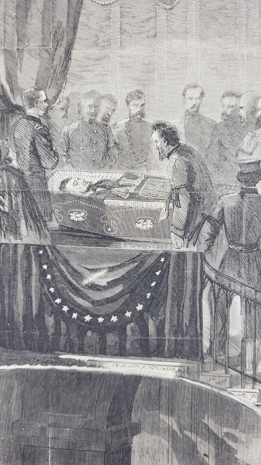 President Lincoln\'s Funeral - viewing the body  1865  vintage print