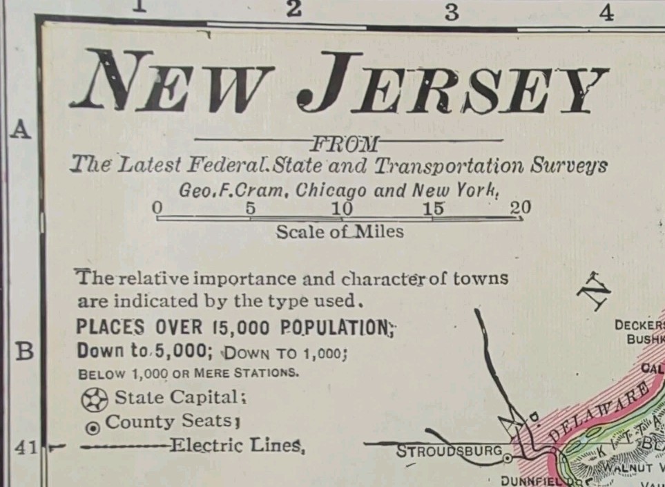 Vintage 1911 NEW JERSEY Map 11\