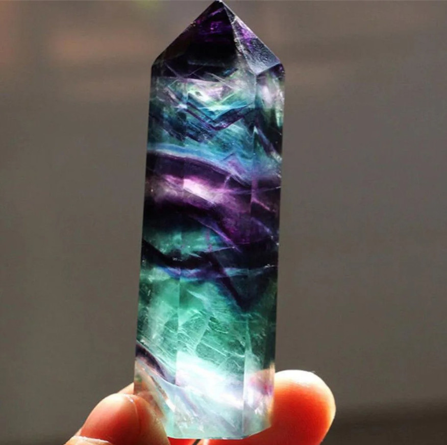 1pcs Natural Fluorite Crystal Quartz Wand Healing Hexagonal Point 4–7cm Stone 1pcs Natural Fluorite Crystal Quartz Wand Healing Hexagonal Point 4–7cm Stone