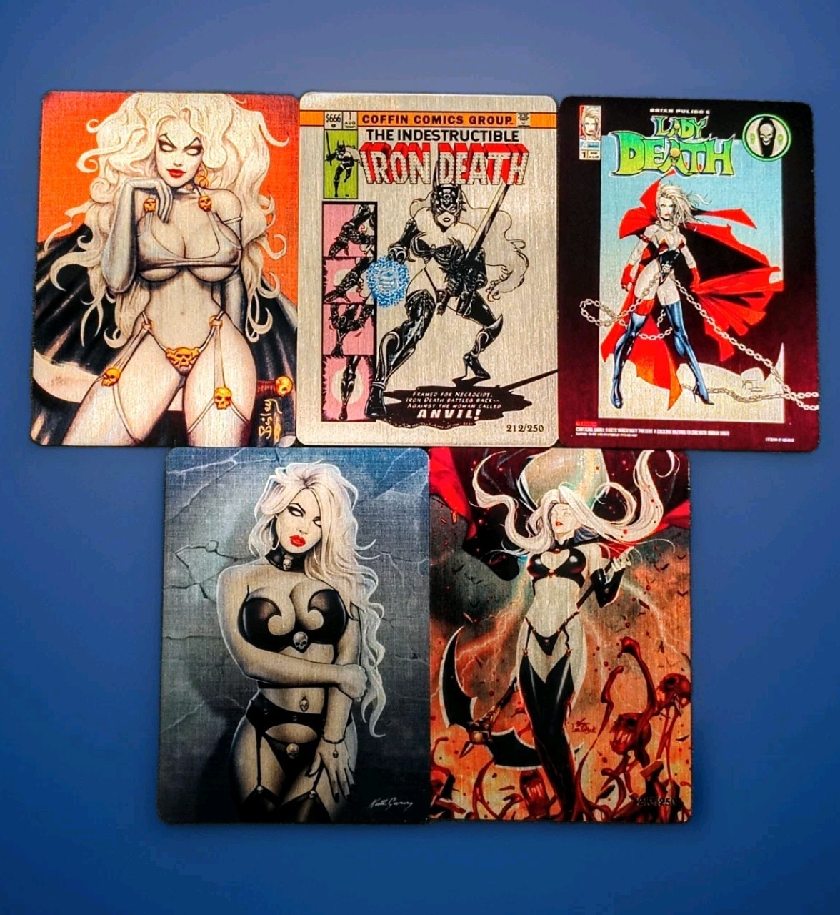 Lady Death Metallicard Metal Trading Card Set Of 5 Different Coffin Comics