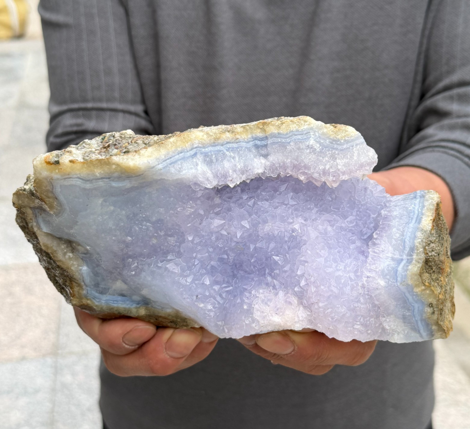 4.25LB Natural Raw Blue Lace Agate & Amethyst Rough Quartz Crystal Mineral