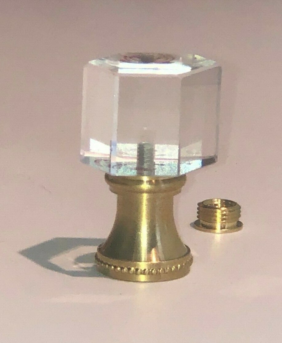 NEW: VINTAGE 2nd Quality CRYSTAL HEXAGON LAMP FINIAL 1-3/4