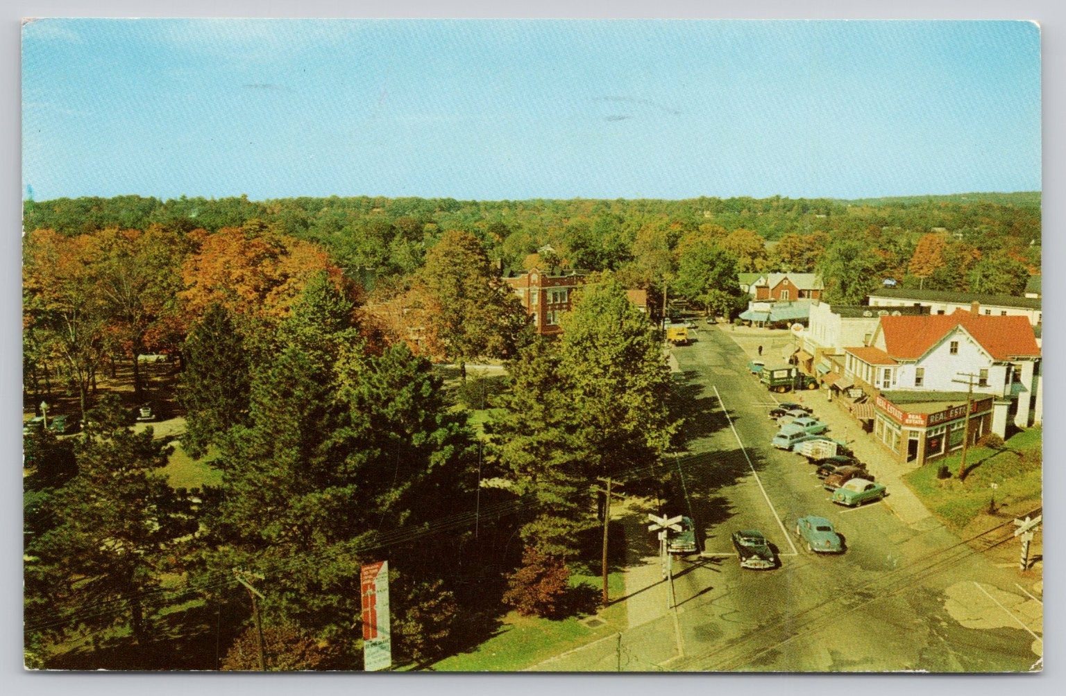 Westwood NJ 1962 Aerial View Washington Ave The Trust Company Building Postcard