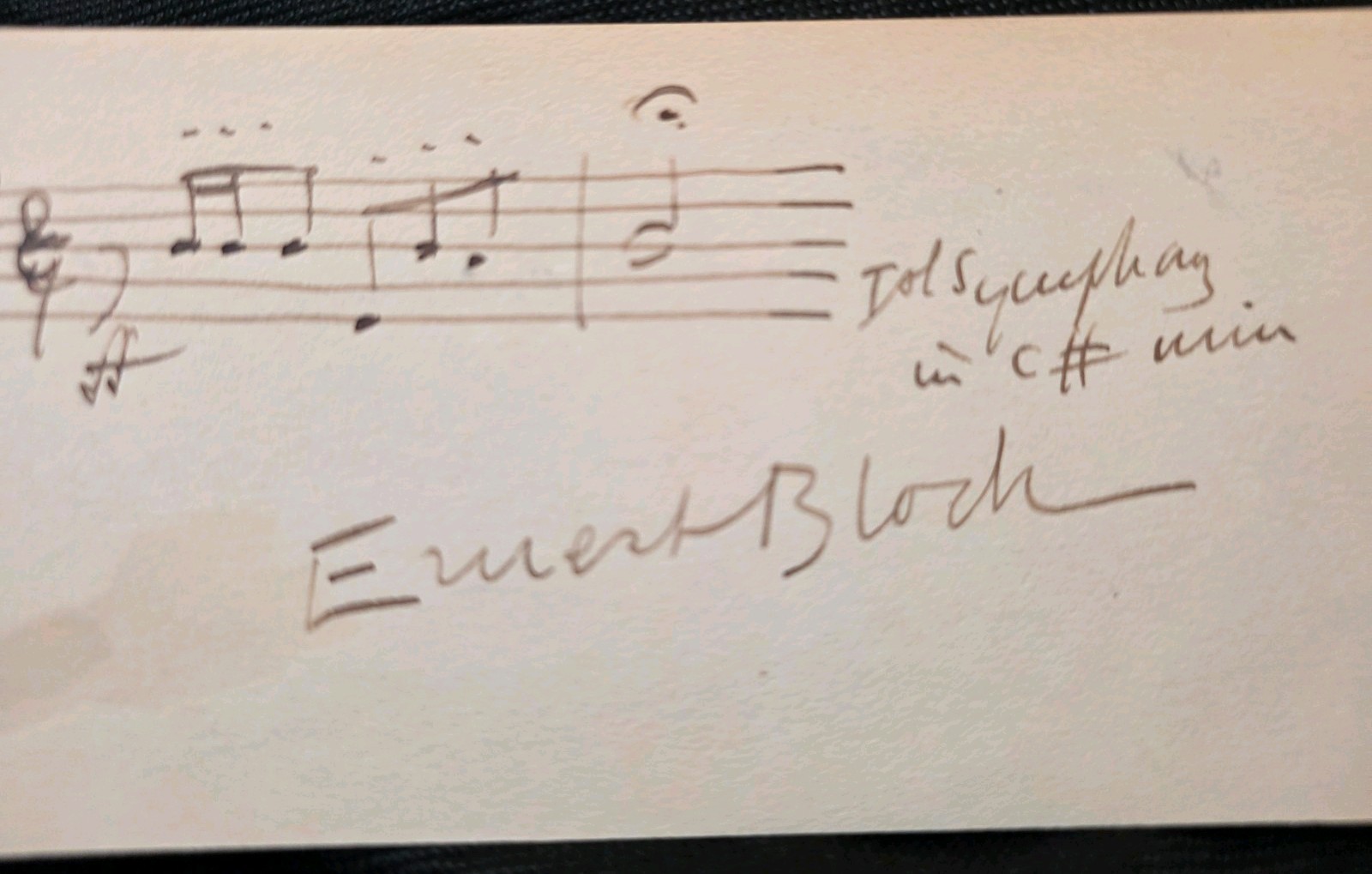 Ernest Bloch/ Autograph Musical Quotation - Swiss Amer Jewish Composer/Violinist Ernest Bloch/ Autograph Musical Quotation - Swiss Amer Jewish Composer/Violinist