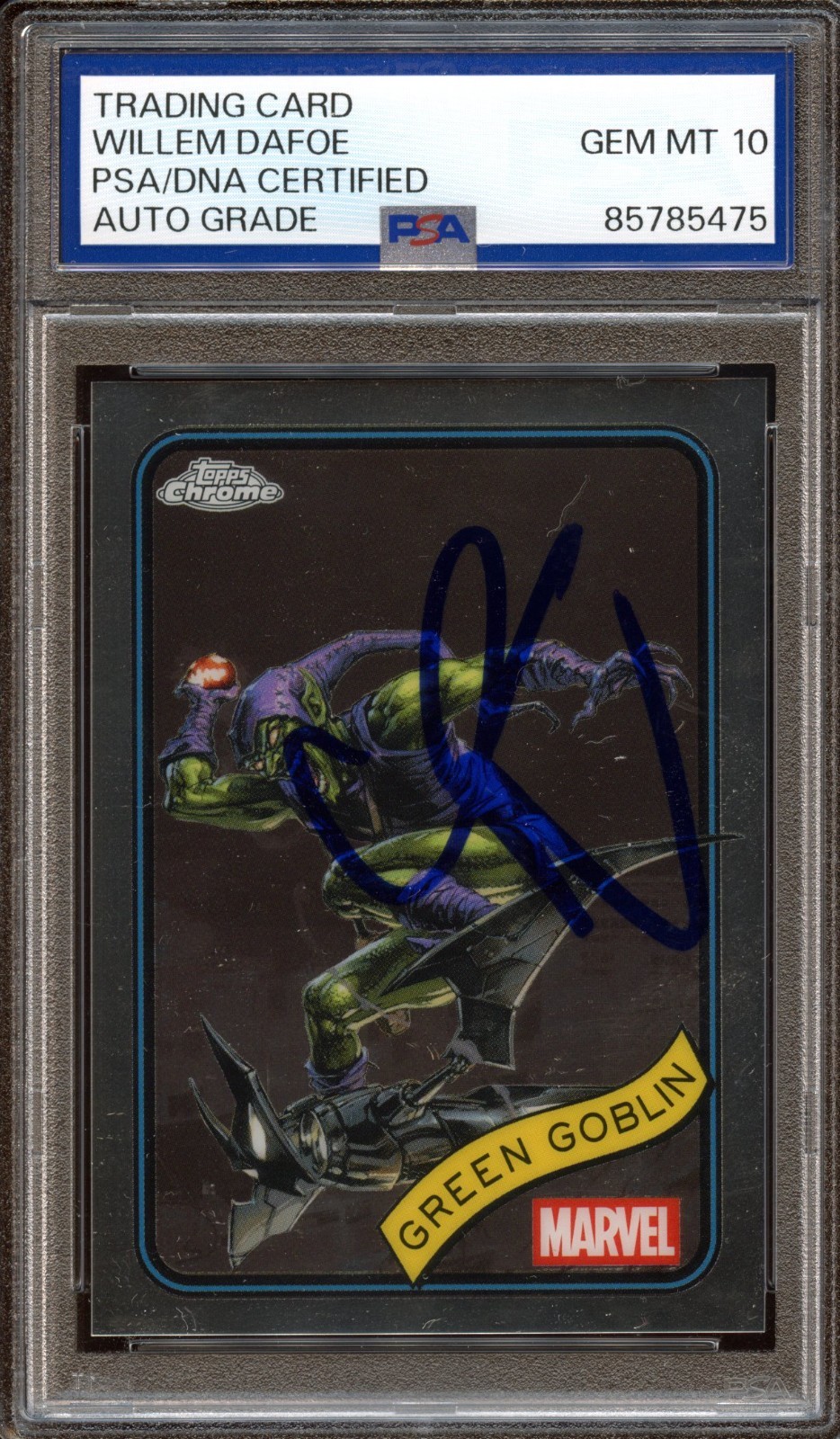 WILLEM DAFOE SIGNED 2025 TOPPS MARVEL SPIDER-MAN #161 GREEN GOBLIN PSA 10 AUTO