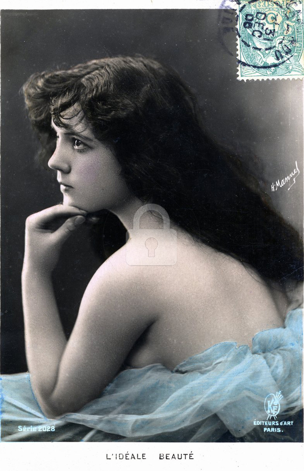Henri Manuel The beauty ideal young woman Vintage Art Photo Postcard COPY