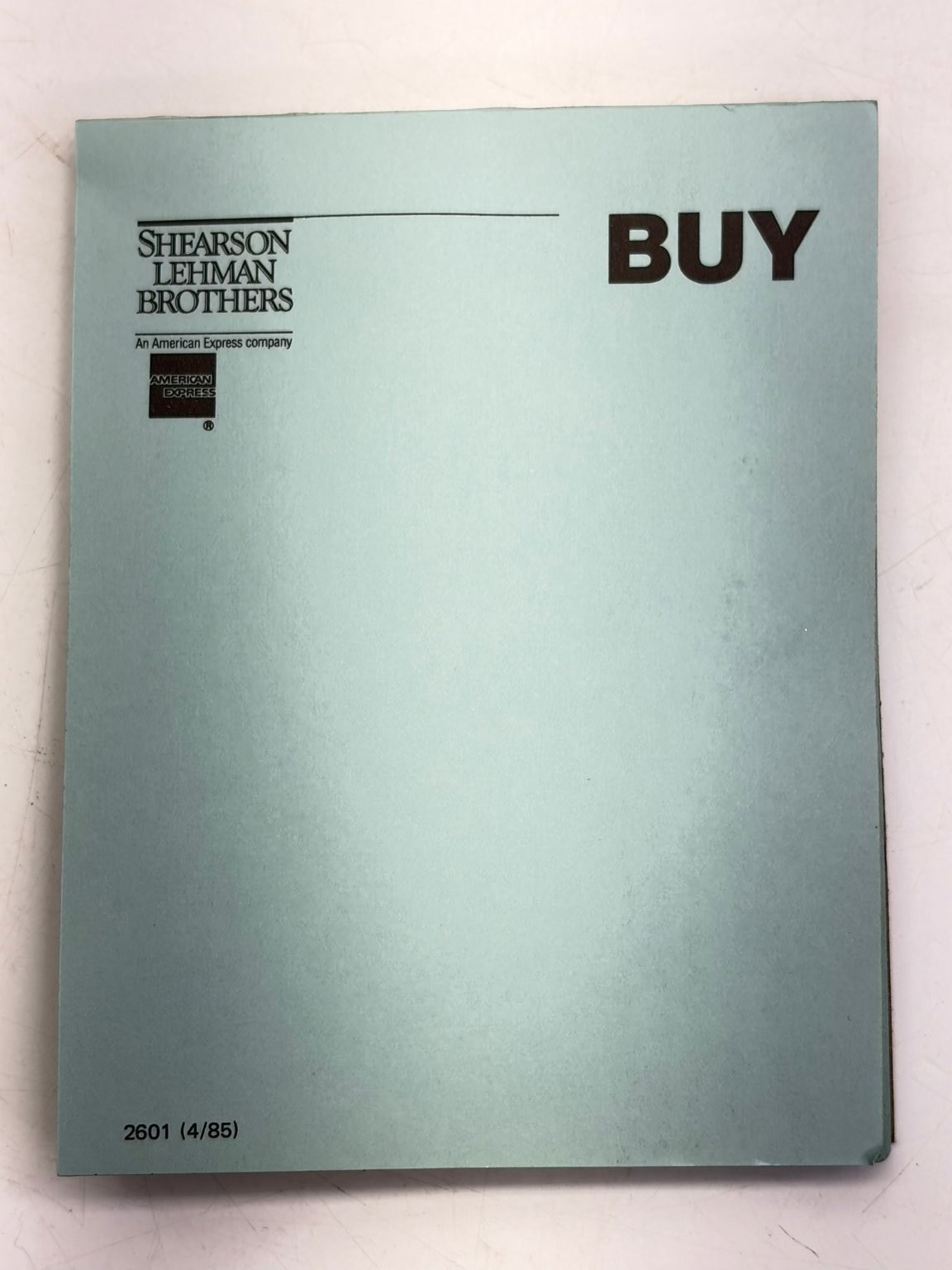 Vintage 1985 Shearson Lehman Brothers American Express BUY Investment Pad Ad Vintage 1985 Shearson Lehman Brothers American Express BUY Investment Pad Ad