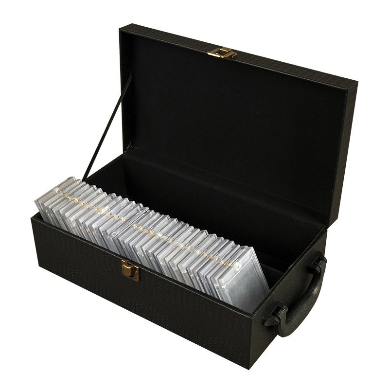 PU Leather TCG Card Storage Box Pokemon Toploaders Graded Slabs Carry Organizer