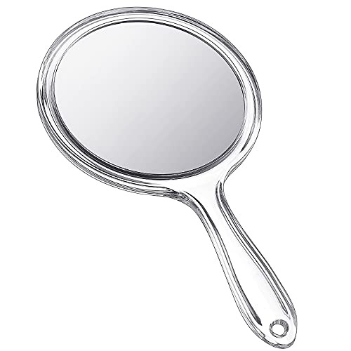 Hand Mirror Double-Sided Handheld MirrorX/ 2X Magnifying Mirror with 1 Clear