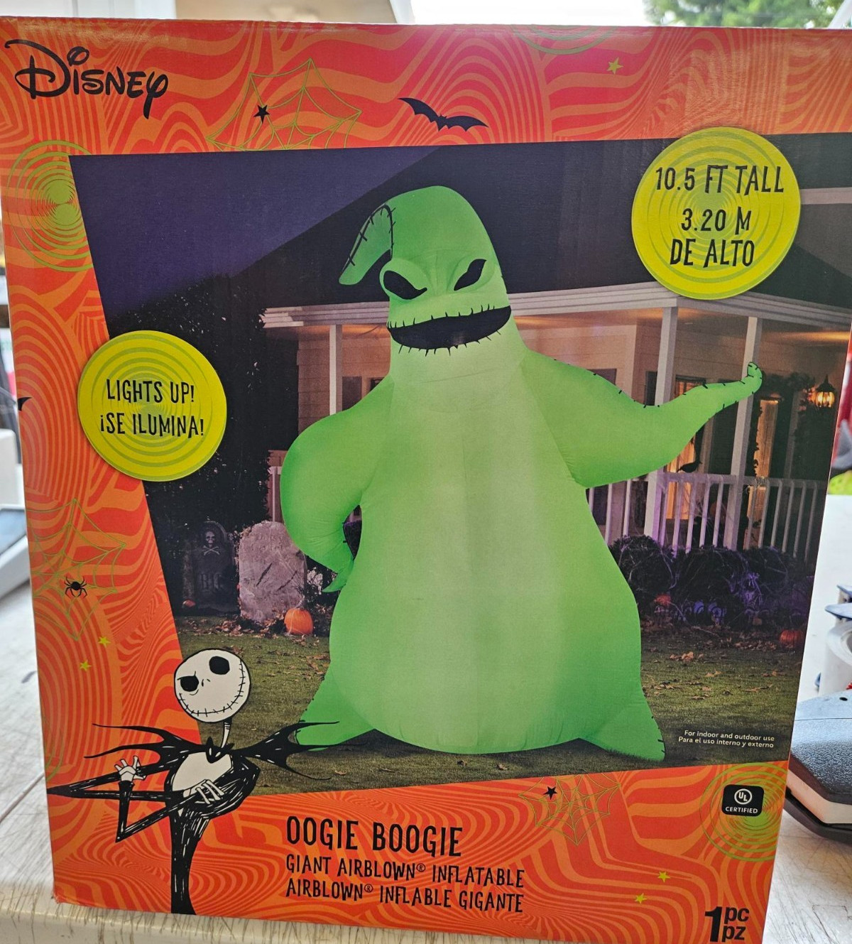 Gemmy 10.5 ft Tall Disney's Nightmare Giant Green Oogie Boogie Hallowee Inflate