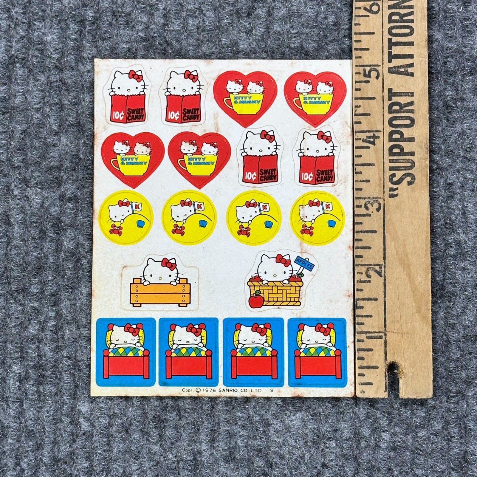 Vintage Hello Kitty Sticker Sheet 1976 Sanrio Mimmy 70s Cute Kawaii UNUSED RARE