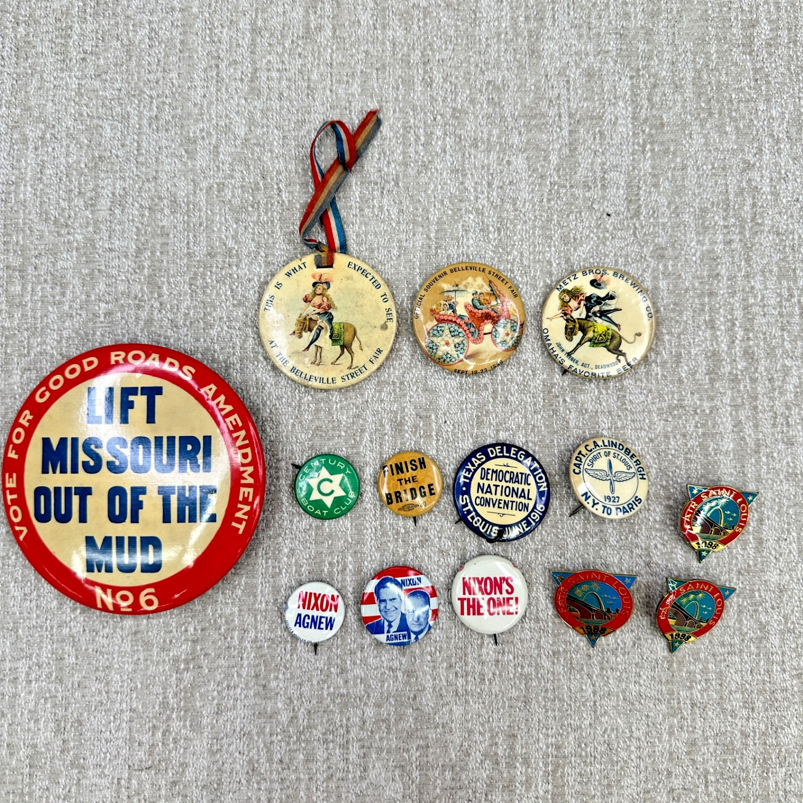 Nice Lot Of 14 Antique / Vintage Political Buttons 1800's 1900's