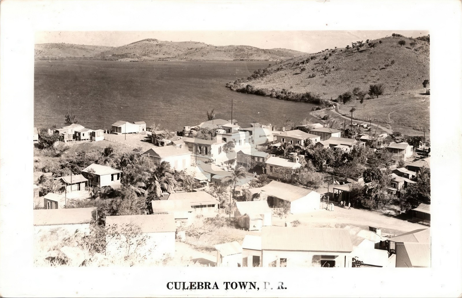 Culebra Town Puerto Rico Caribbean 1930s RPPC Photo Postcard COPY