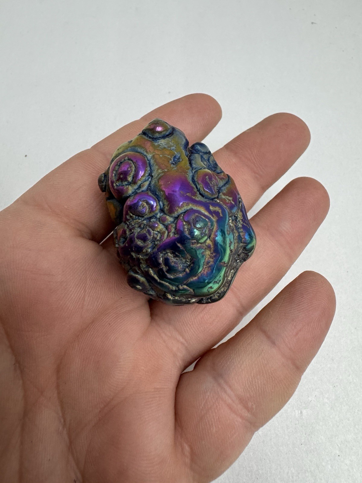 Chalcedony Space Bubble Aura Coated Botryoidal Crystal 72g Carnival Glass Look