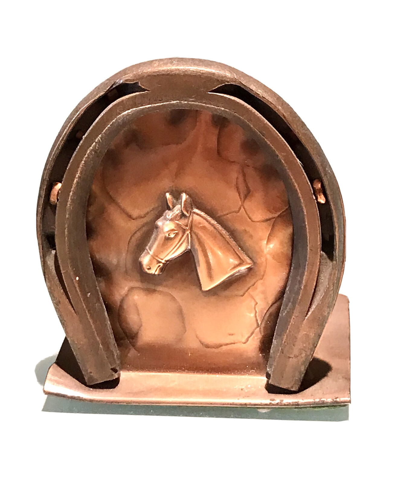 Vintage Antique Hand Made Copper Horse Shoe Good Luck Desk Table Accessory Decor