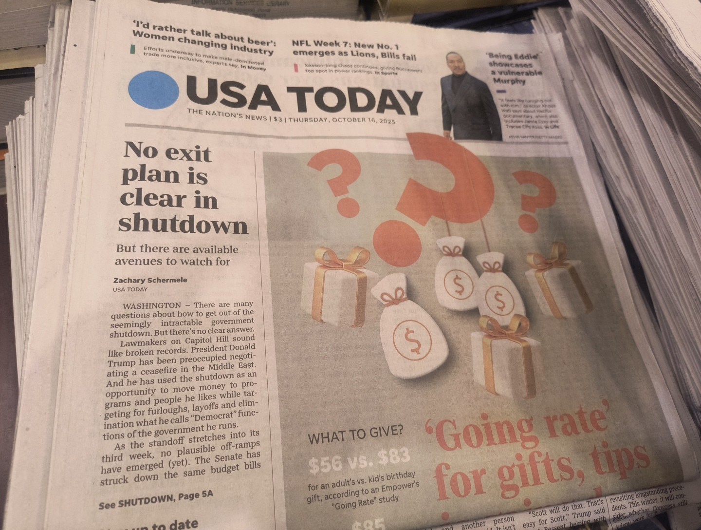 The USA Today Thursday October 16 2025
