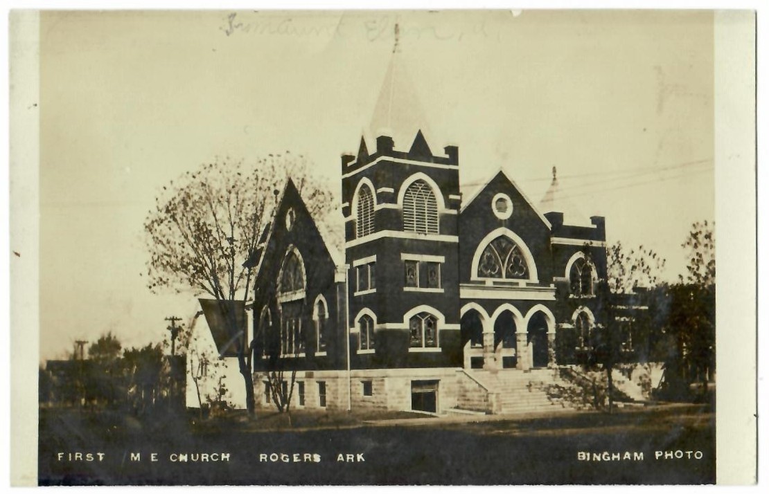 First ME Church Rogers, Arkansas Real-Photo Postcard Early 1900s AR RPPC