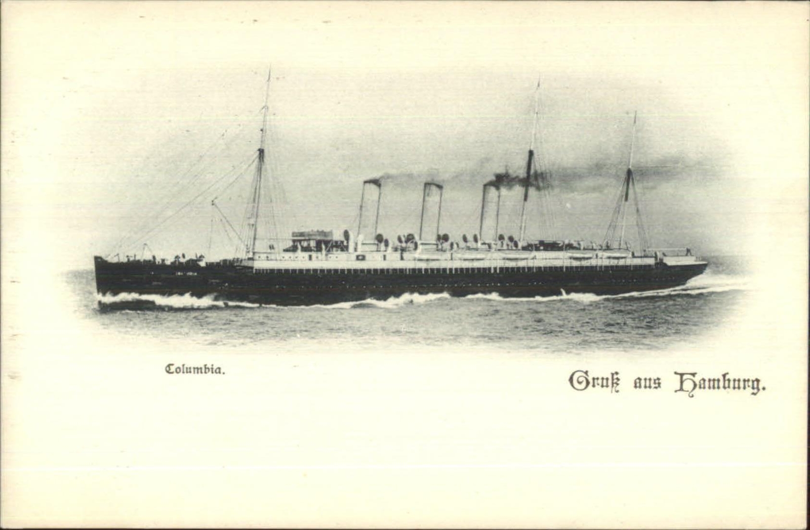 Steamship Columbia - Gruss Aus Hamburg c1900 Postcard