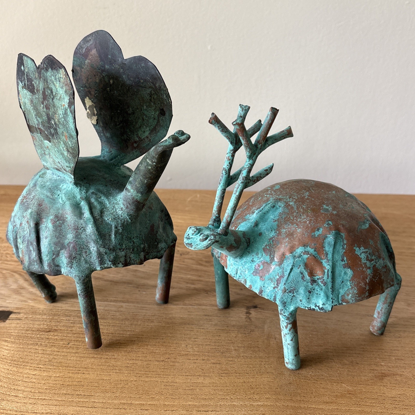 MCM Brutalist Handmade Metal Creature Sculptures Copper with Nice Patina SET