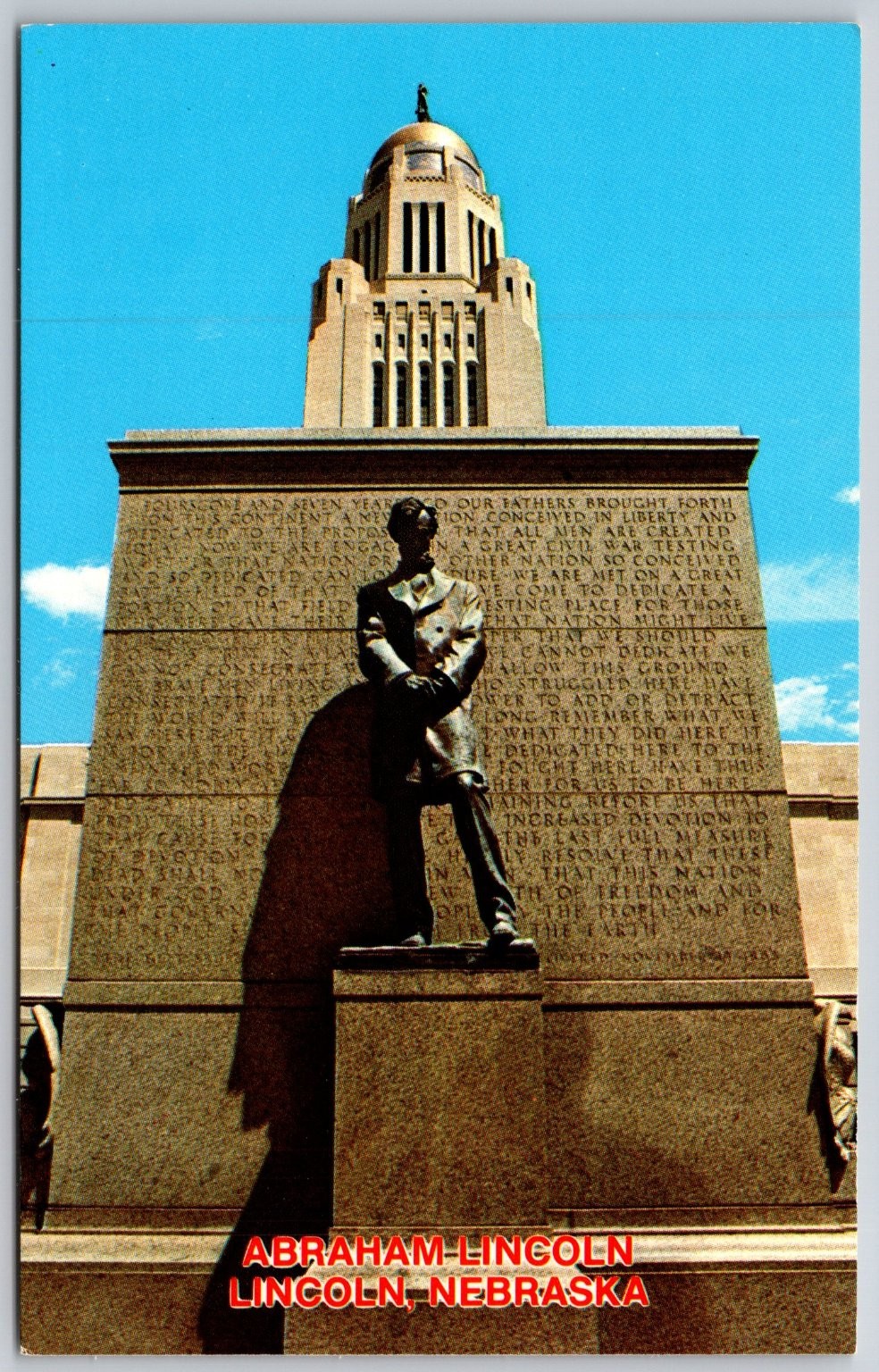 Vintage Abraham Lincoln Statue Postcard Lincoln Nebraska Dunlap Co Vintage Abraham Lincoln Statue Postcard Lincoln Nebraska Dunlap Co