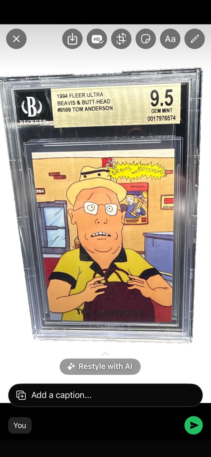 Fleer 1994 Ultra Beavis & Butt-Head #9569 Tom Anderson Graded Card Fleer 1994 Ultra Beavis & Butt-Head #9569 Tom Anderson Graded Card